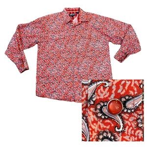 Panhandle Slim Shirt Snap Down Red Paisley Western Pearl Snap Size Large